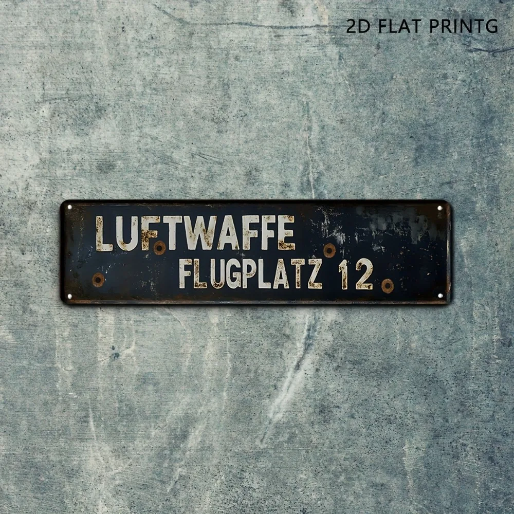 لافتة معدنية كلاسيكية Luftwaffe WW2 - 15.7 بوصة × 3.9 بوصة ثنائية الأبعاد مسطحة، ديكور عسكري لمرآب مقهى البار #5