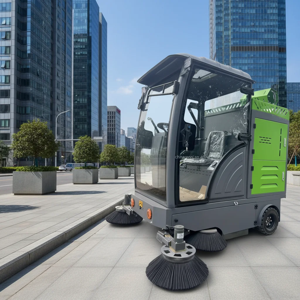 Customized Ride-On Industrial Electric Sweeper Dual Side Brushes Self-Propelled 1500W Motor 13000 Sqm/h Efficiency Commercial Fl