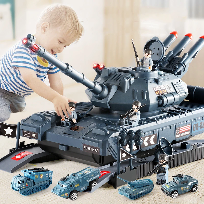 

Simulation Military Tank Track Inertia Children'S Toy Car Large Size Tank model deformation Toy Tanks Music Story Toys for boys