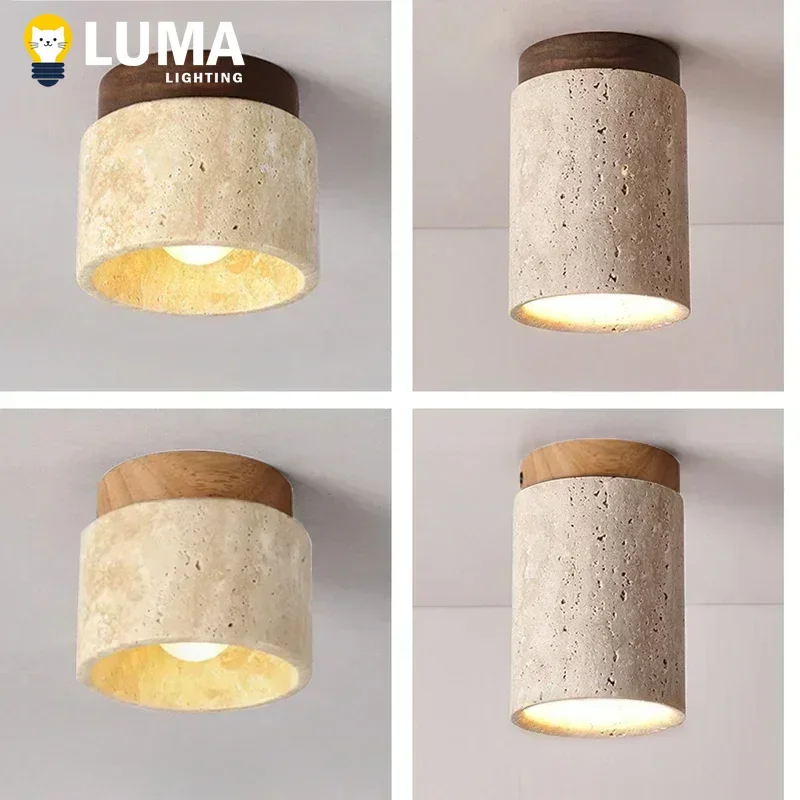 

Потолочный светильник Luma Wabi Sabi из желтого травертина для лобби отеля, коридора, креативный светильник в кремовом стиле для ресторана, комнаты, балкона, декоративная лампа
