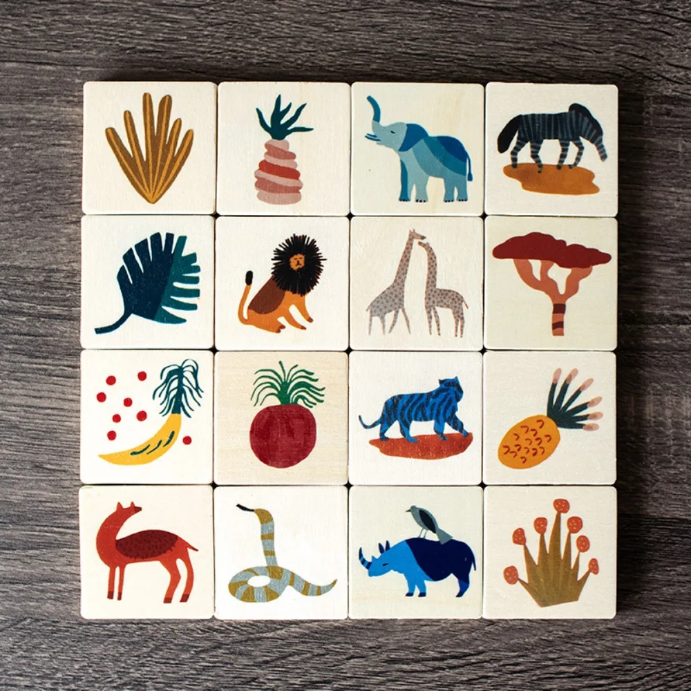 

Wood Wooden Montessori Card Durable Exercise Logical Memory Board Games Preschool Learning Activities Animal Card Game