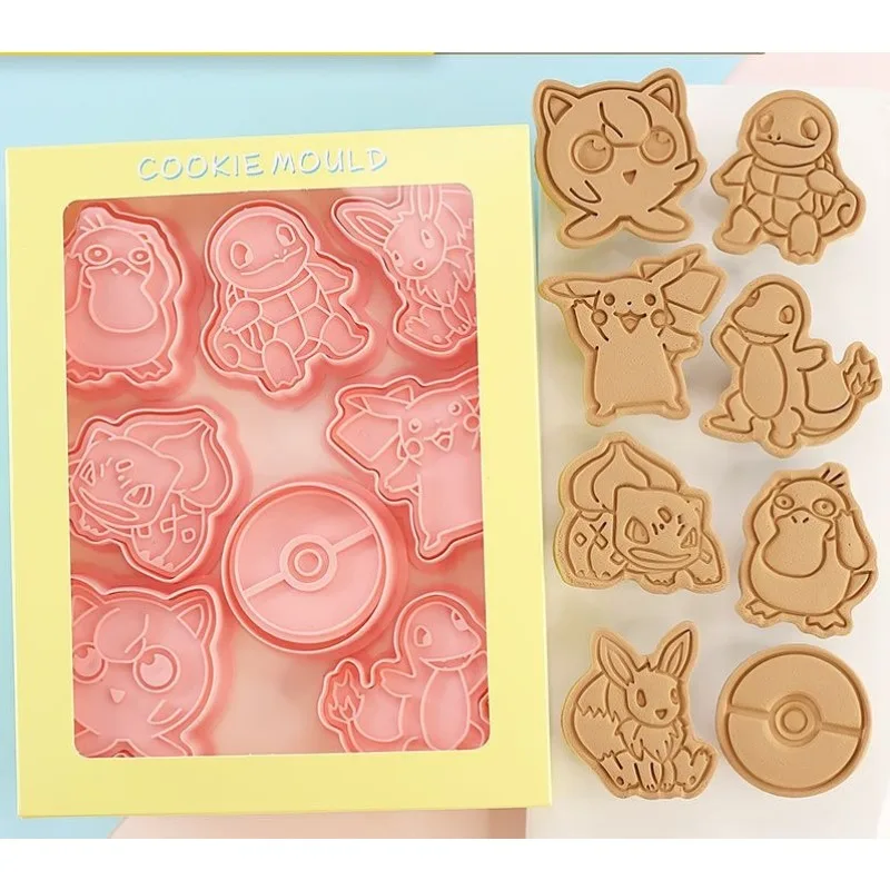 Cortador de Galletas Pokémon, Lindos Moldes de Galletas con Diseño de Pikachu y Bulbasaur, Herramientas para Hornear, Nuevo Molde 3D para Galletas de Navidad