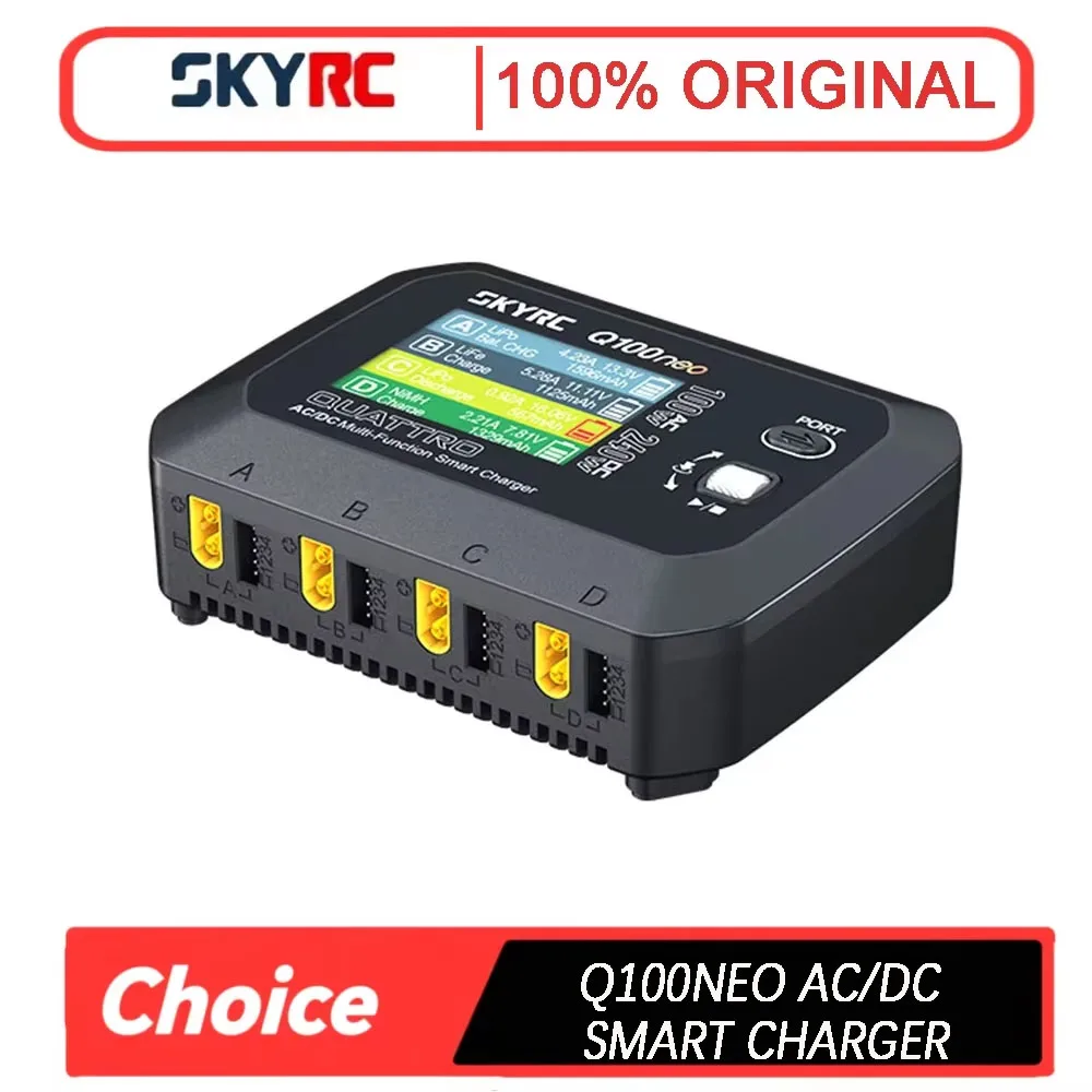 

SkyRC Q100neo 4-Channel Independent Output Charger 600mA Balance Current 0.02V Precision For Drone Soccer RC Drone Charger