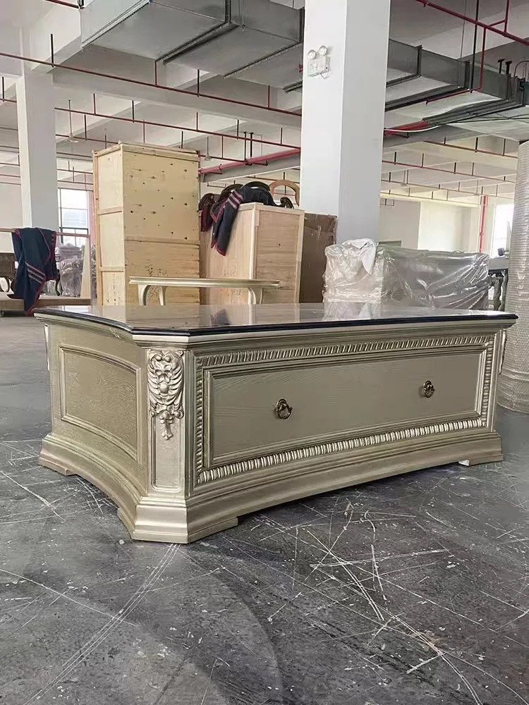 Customizable American old solid wood carving flower coffee table antique