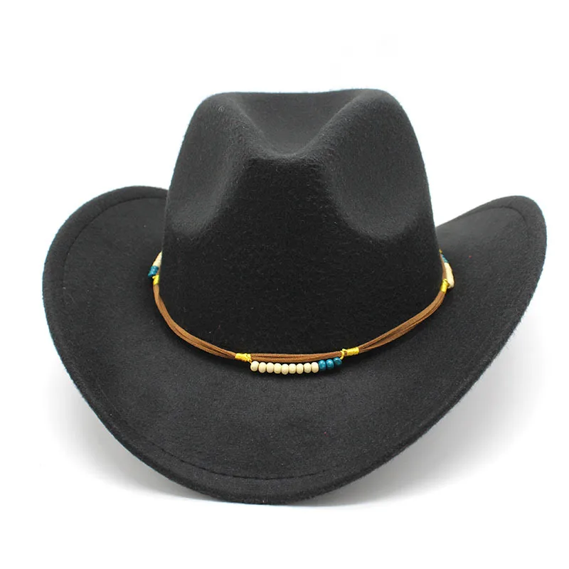Retro Ethnic Spring Autumn And Winter Men's And Women's Woolen Western Cowboy Hat Rolled Brim Wide Brim Hat Top Hat 2