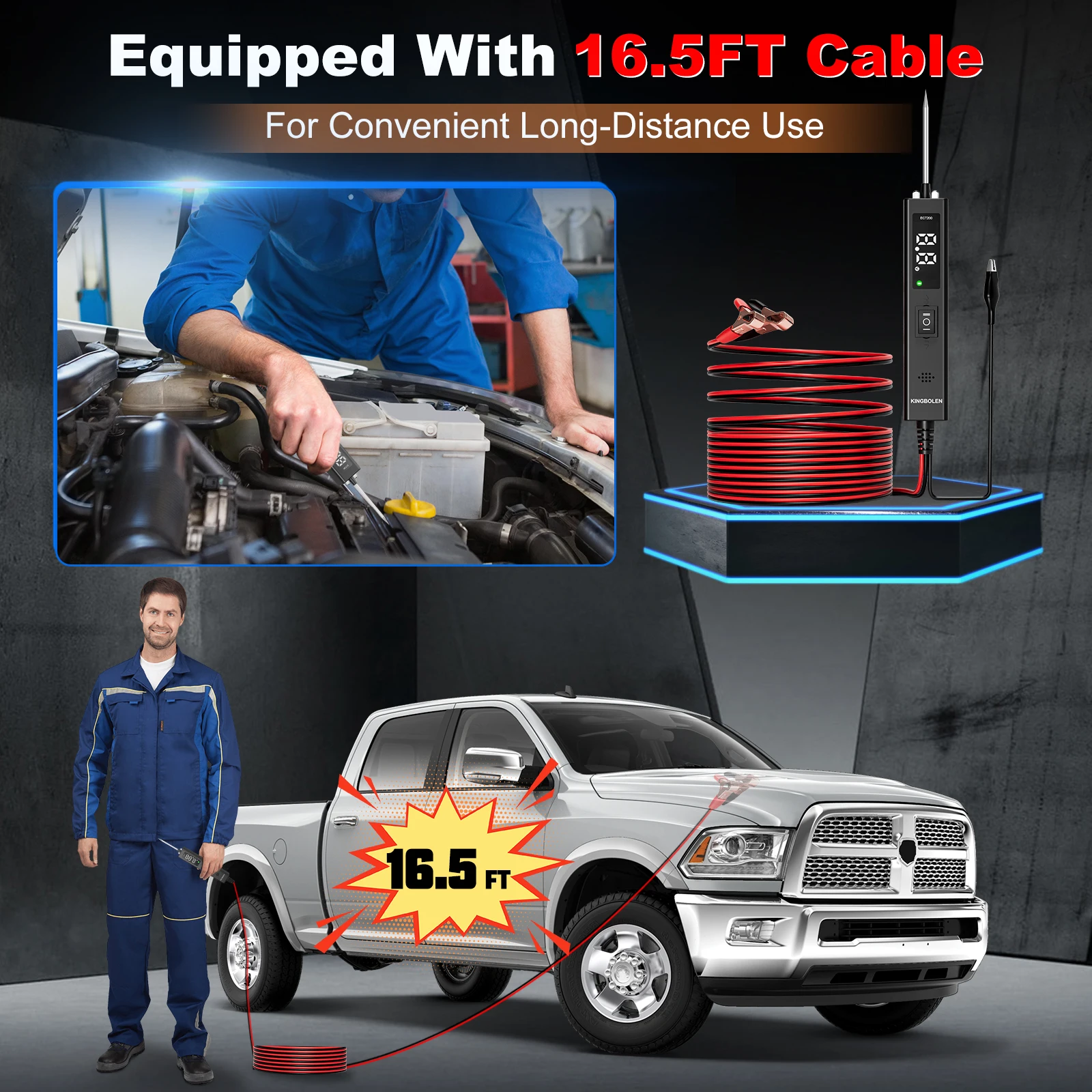 مجموعة أدوات اختبار مسبار دائرة الطاقة ECT200 - جهاز اختبار دائرة السيارة لاستكشاف أخطاء أسرع لجهد التيار المتردد/تيار مستمر