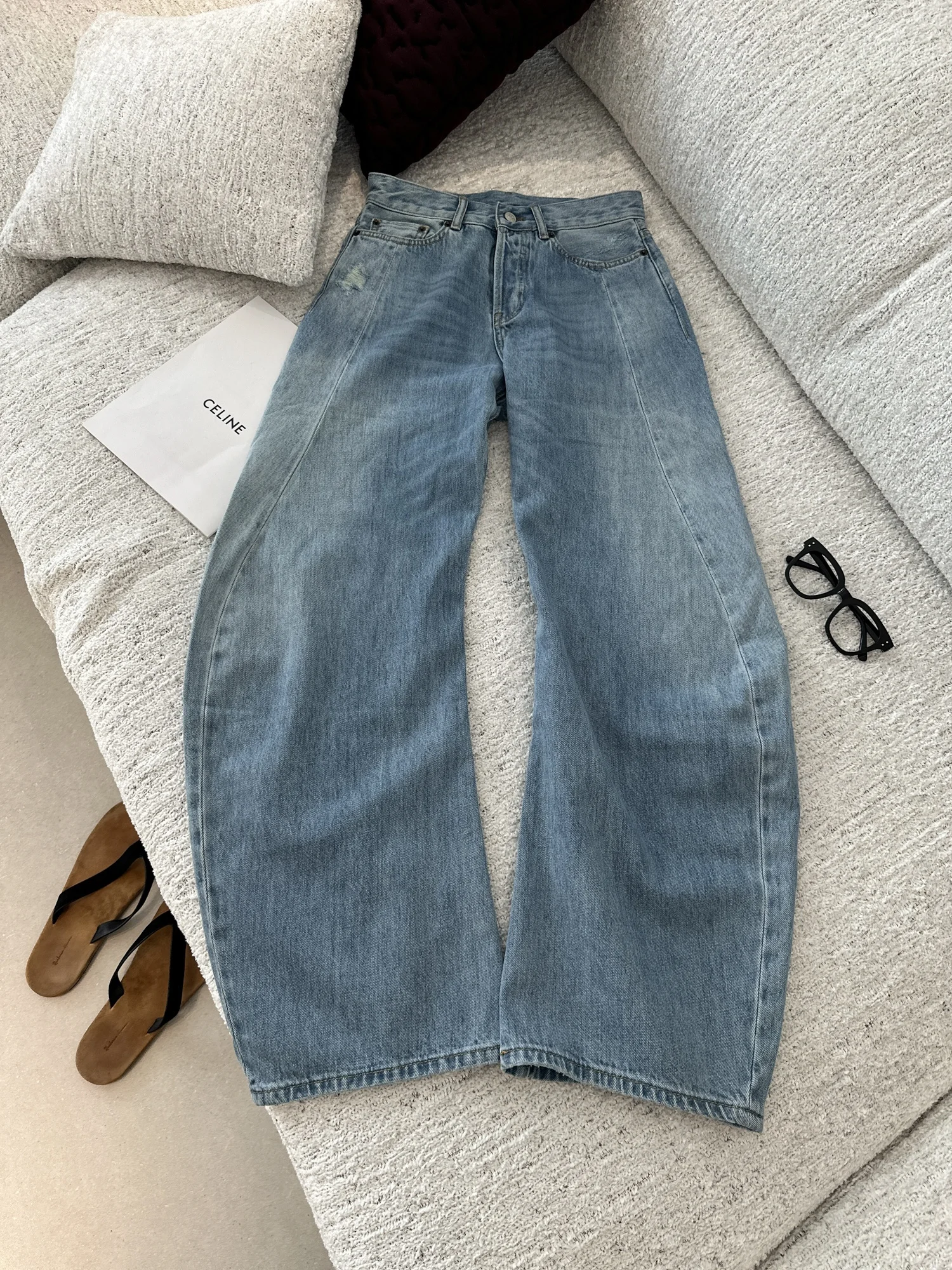 

Low Waist Blue Waed 2006F Knife Men Women Jeans Casual Loose Fit Cotton Denim Pants Trousers for Autumn Season