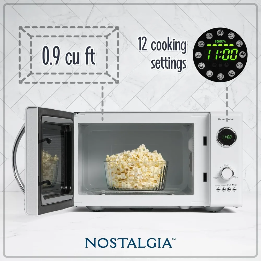 

Brand new NRMO9WH Microwave Oven, 0.9 Cu. Ft. 800-Watts with LED Digital Display, Child Lock, Easy Clean Interior, White