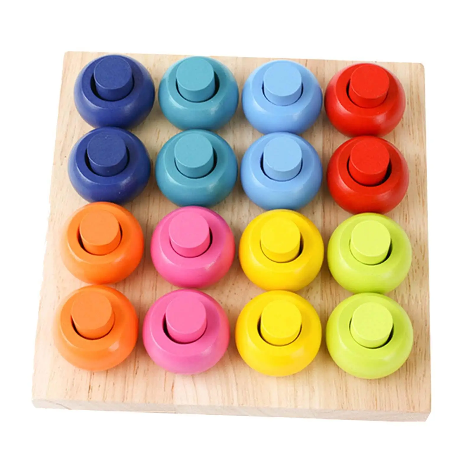 Tablero de anillos apilables de clasificación de Color, tablero de clavija de apilamiento de madera Montessori cognitivo para educación temprana para bebés y niños pequeños