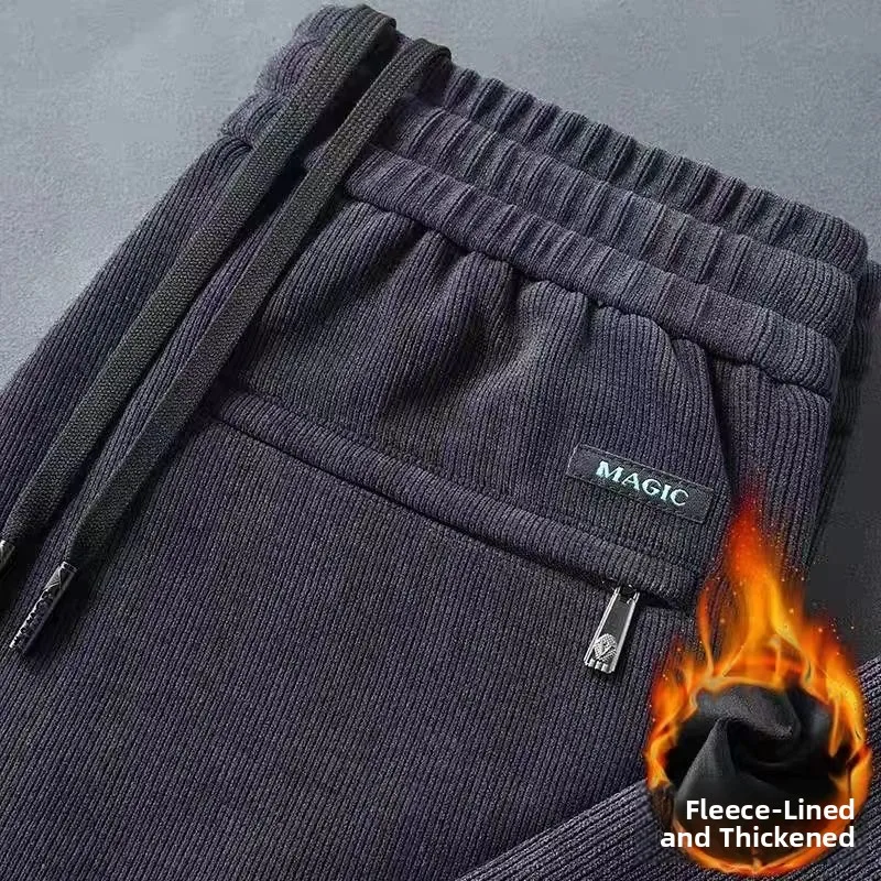 

Модные брендовые мужские повседневные спортивные брюки на подкладке, свободные вельветовые спортивные штаны с манжетами, прямые длинные брюки, молодежные брюки