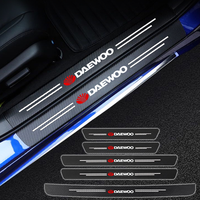 For Daewoo Logo Winstom Espero Nexia Matiz Lanos Carbon Fiber Car Door Sill Threshold Stickers Decorative Decals Auto Styling