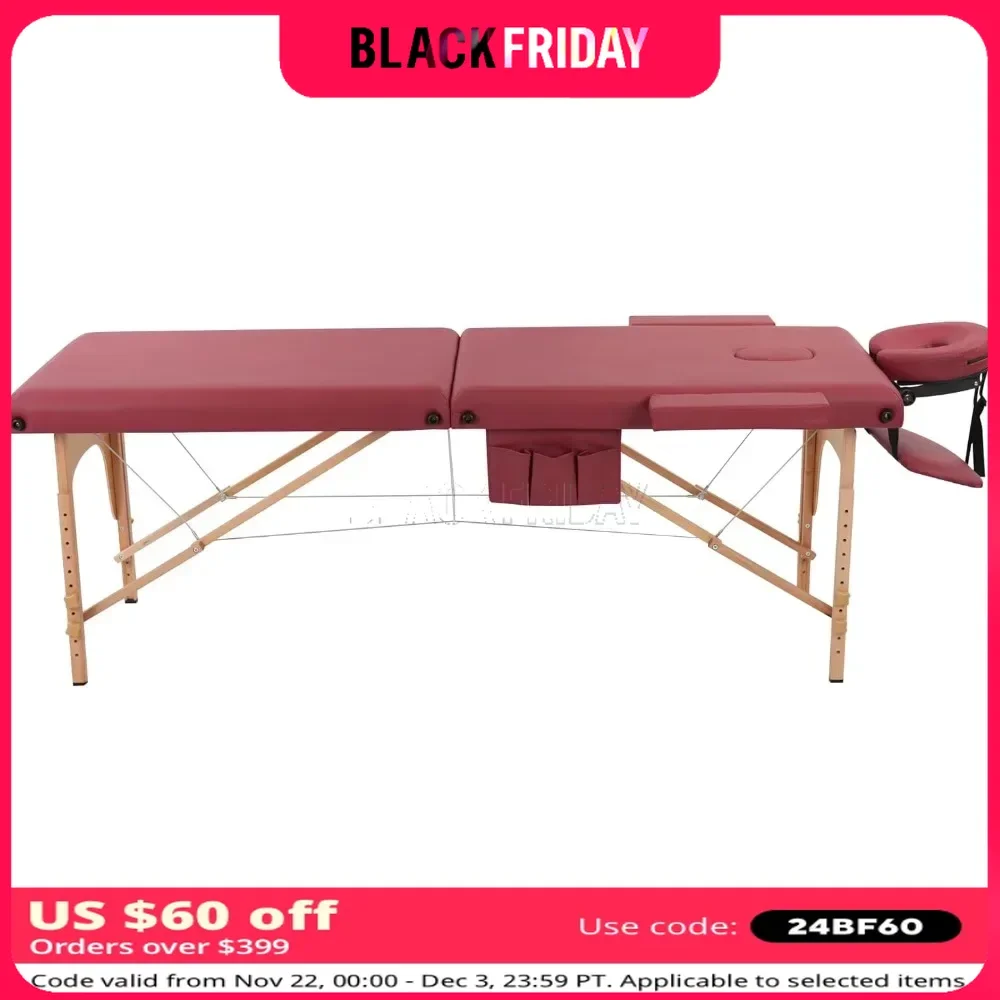 Massage Table Massage Bed Portable, 29 LBs Light Weight Foldable Tattoo with Accessories Carrying Bag, Burgundy