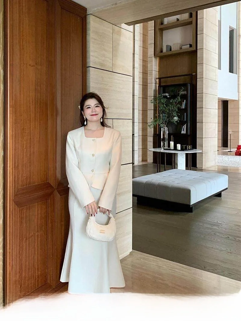 

Новый зимний твидовый комплект MOLE больших размеров: укороченный жакет и юбка-рыбий хвост в стиле маленькой Франции, модный, для женщин больших размеров.