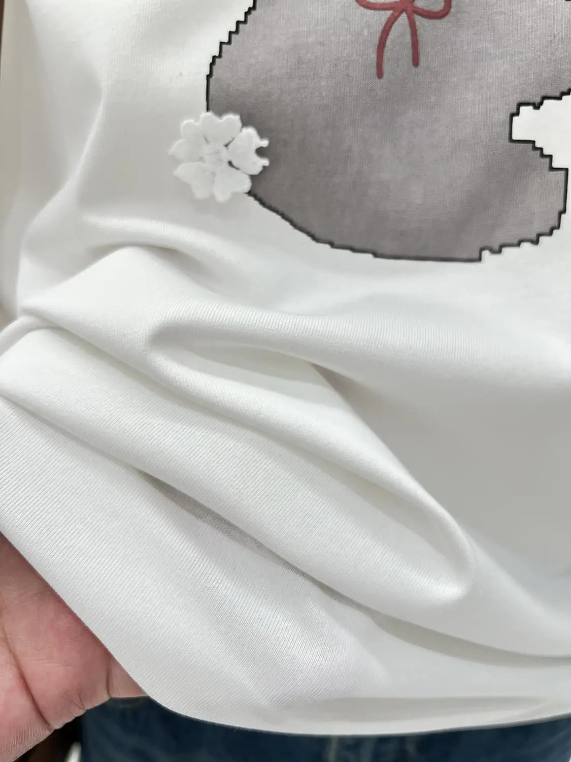 Sommer Gedruckt Baumwolle T-shirt für Frauen Rundhals Kurzarm Bär Muster Weibliche Tees Koreanische Casual Mode Applikationen Top