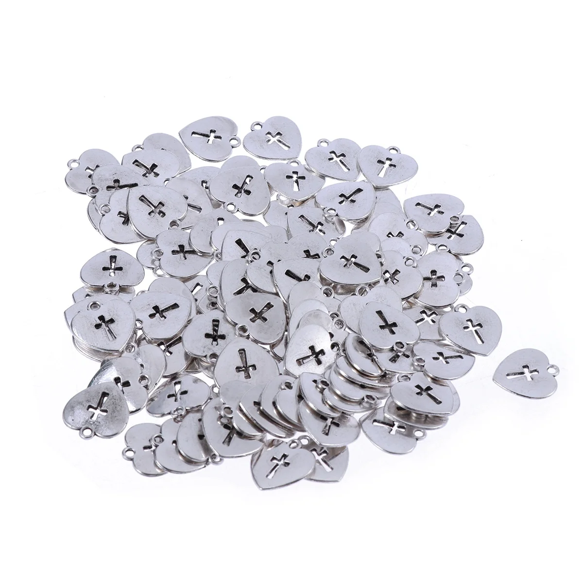 

100pcs Heart Cross Charms Alloy Pendants Necklaces Bracelets Earrings Diy Jewelry Accessories For Women Girls Fashion Craft