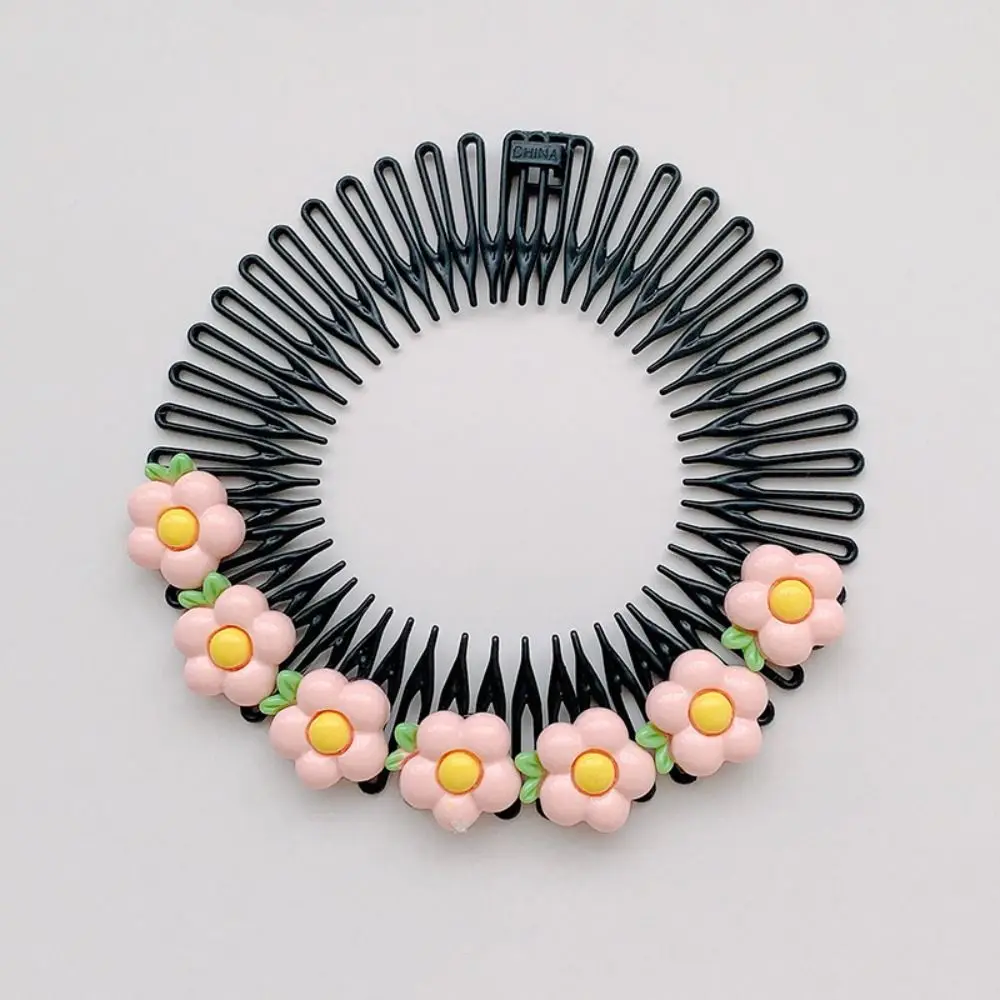 

Sweet Spring Cartoon Invisible Extra Hair Holder Teeth Round Hair Styling Comb Flower Fixed Combs Fixed Teeth Combs Girls