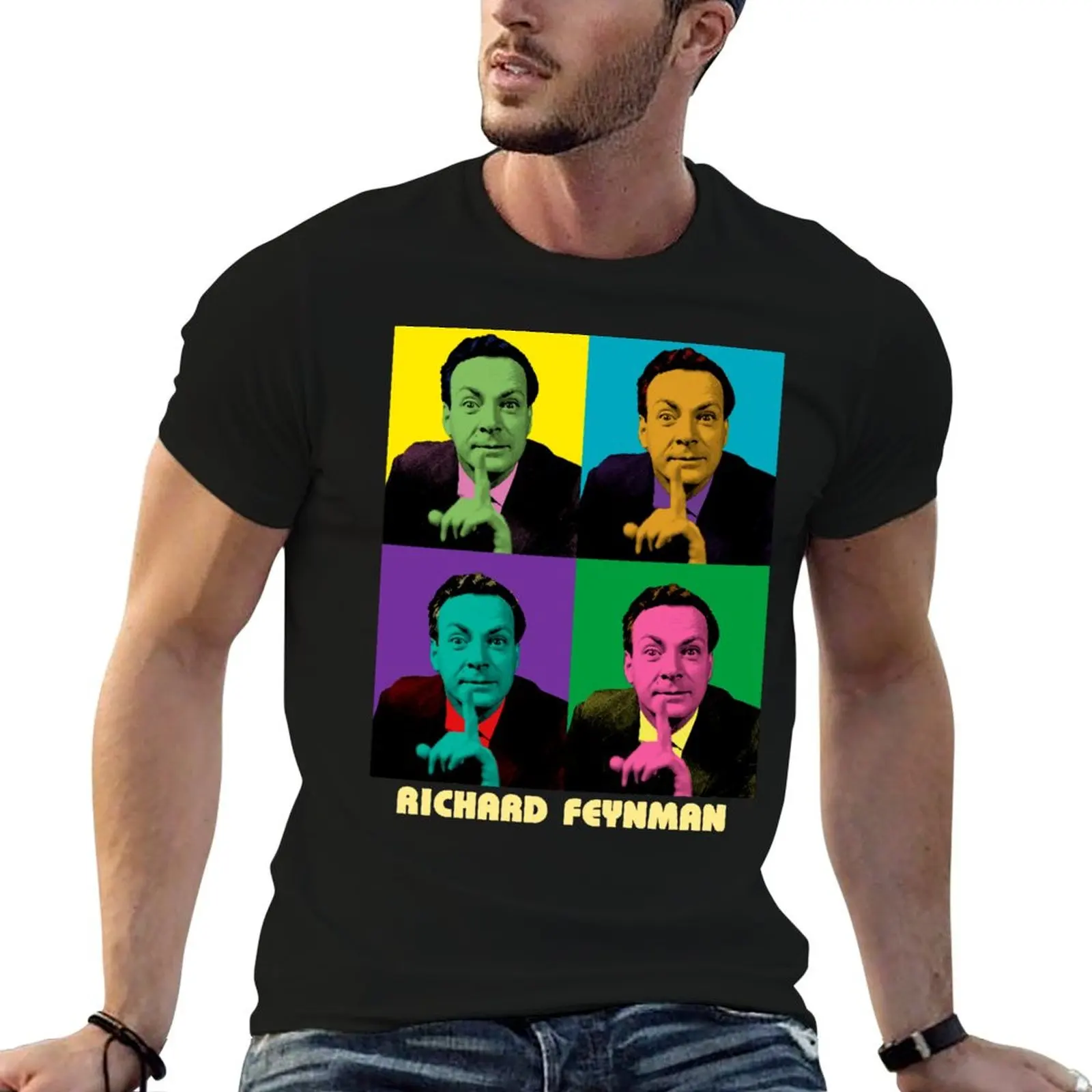 

Футболка Richard Feynman Pop-art, мужская футболка, мужская футболка, хлопковая футболка