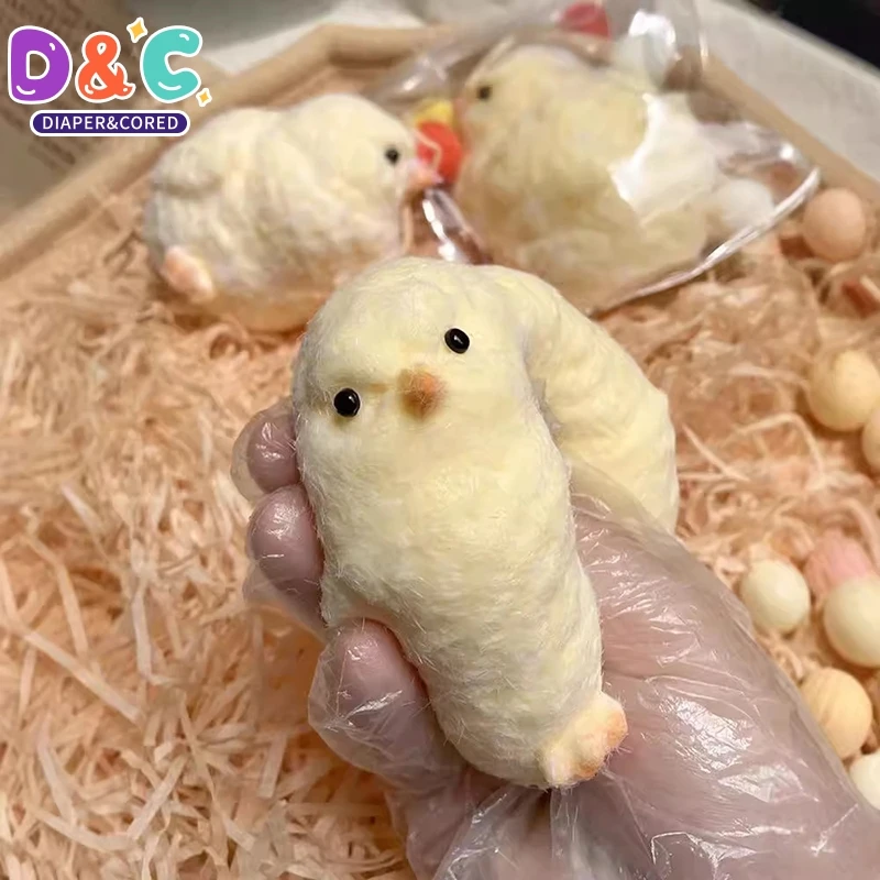 1 adet Kawaii El Yapımı Simülasyon Sarı Tavuk Sıkma Sıkma Oyuncaklar Silikon Tavuk Civciv Yetişkin Çocuk doğum günü hediyesi Oyuncak