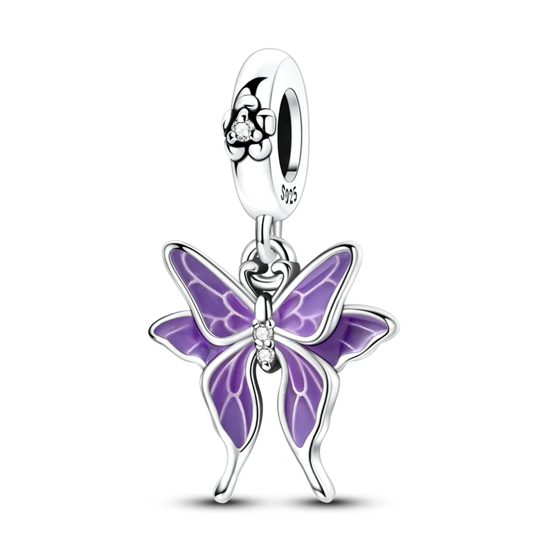 

Лидер продаж, меняющий цвет, подвески-бабочки, бусина из стерлингового серебра 925 пробы, висячий кулон, подходит для браслета, ожерелья, ювелирные изделия своими руками