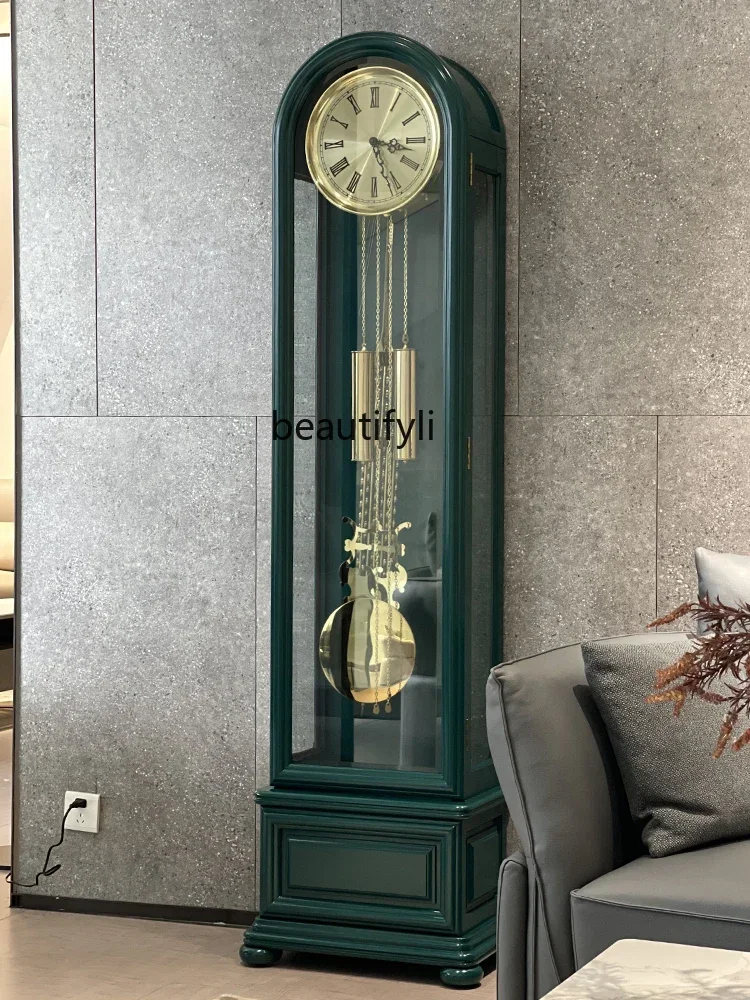 

American the Grandfather Clock Living Room Modern Simple and Fashionable Light Luxury Clock Vertical Solid Wood Pendulum Clock