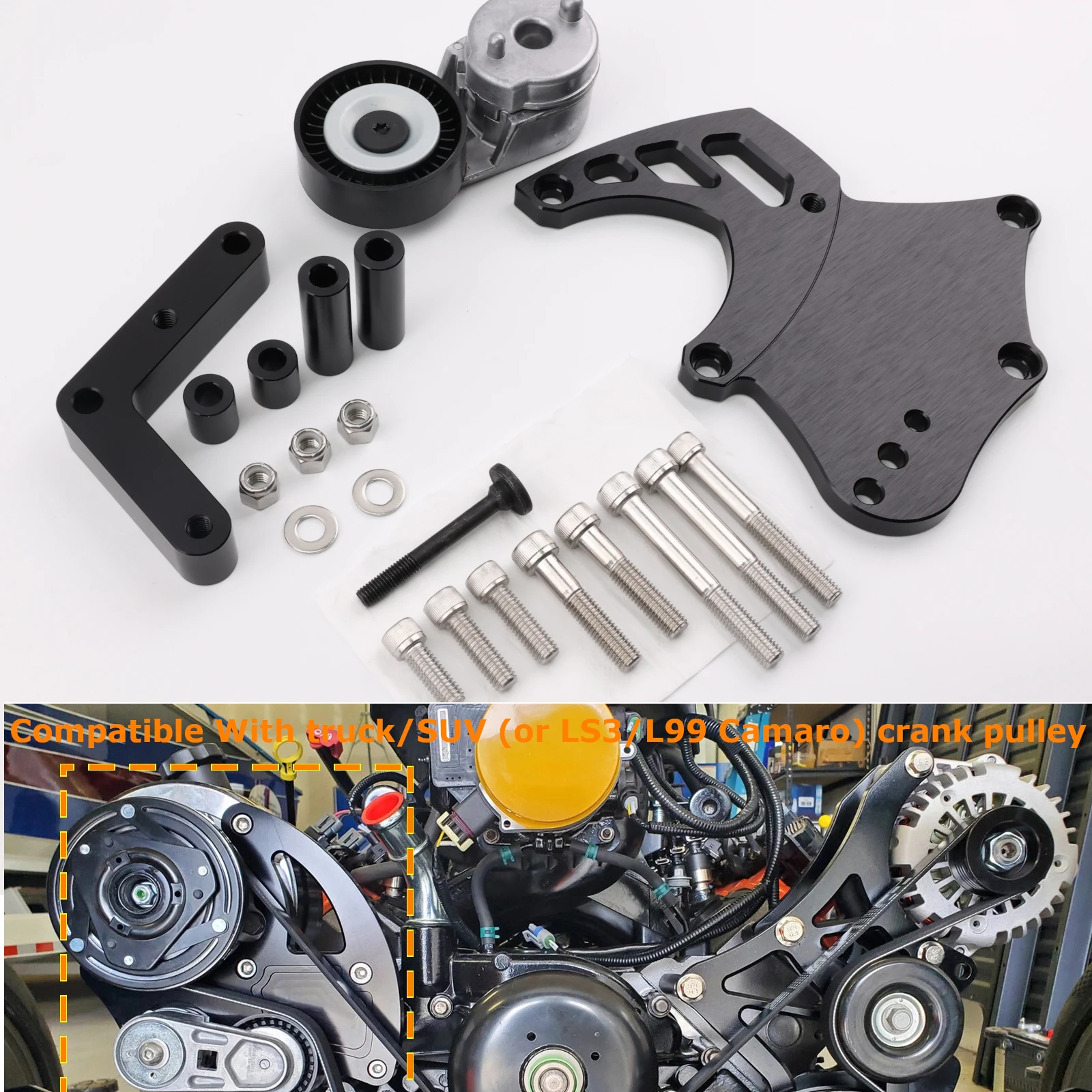 

GMC SUV Truck A/C Compressor Bracket Kit with Tensioner For Chevrolet 4.8-6.2L Engines - LS Sanden 508