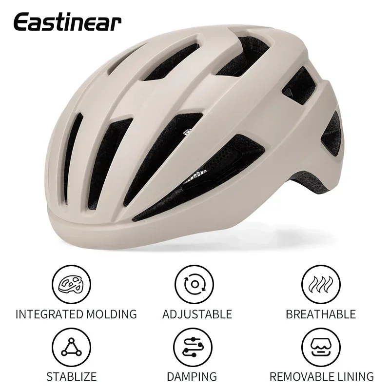 Eastinear Ultralight Outdoor One-Piece Cycling Helmet Ventilated and Breathable Unisex Road Mountain Bike Gear Removable Liner