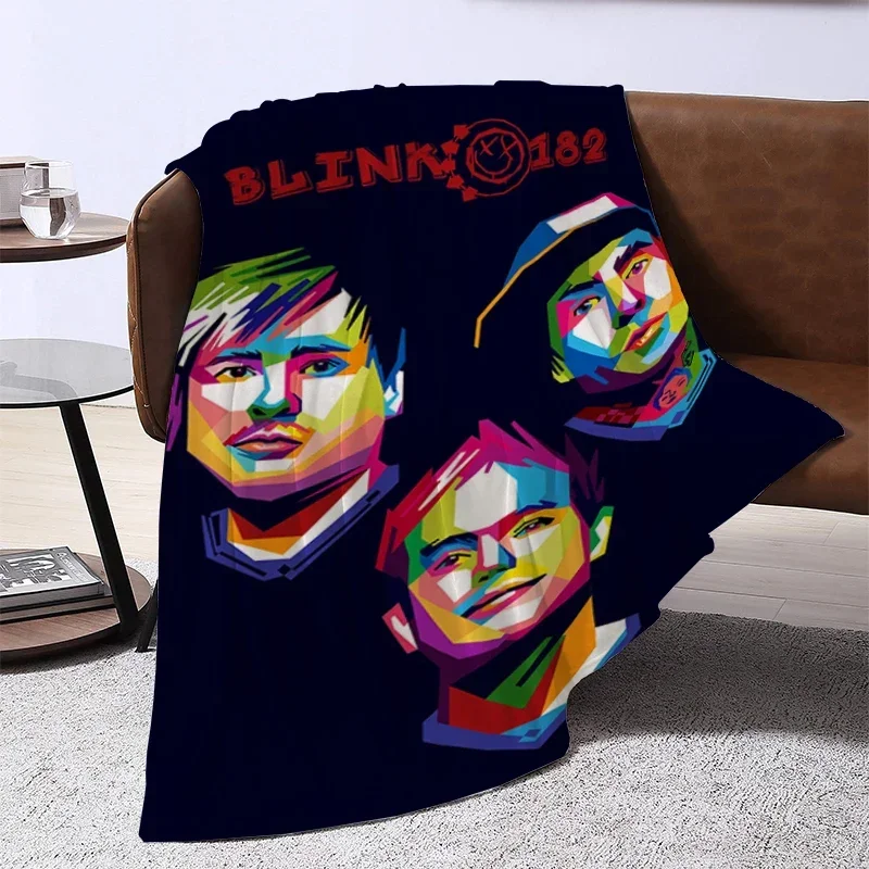 2026 Rock Band B-Blink 182 Blanket Sofa Blankets And Bedspreads Double Bed Comforter Furry Winter Bedspread The Knee Warm Baby F