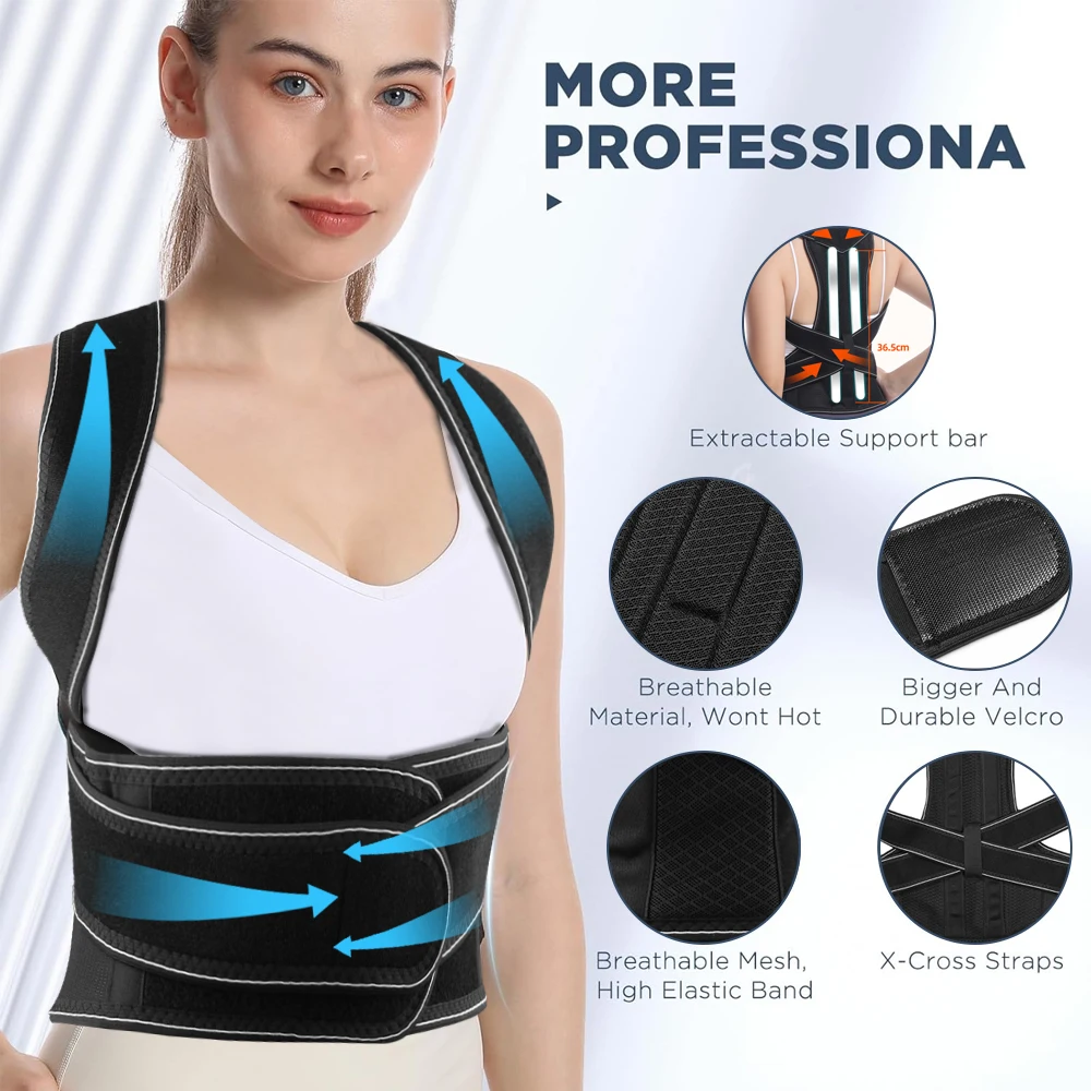 1Pcs Back Brace Posture Corrector for Men and Women Back Straightener Posture Corrector Scoliosis & Hunchback Correction Support view 3