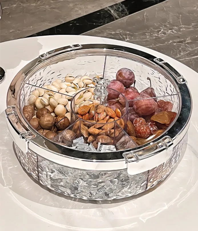 Sealed Nut Snacks Display Plate for Chinese New Year Dried Fruit Plate Storage Box High end Fruit Plate in Living Room