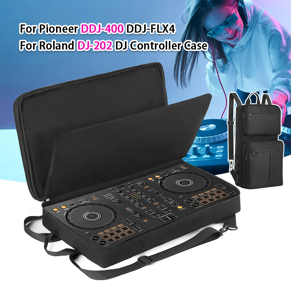 Mochila para DJ para Pioneer DDJ-400 DDJ-FLX4 para Roland DJ-202 Estuche para mezclador de DJ Estuche de viaje Correa de hombro ajustable antiarañazos