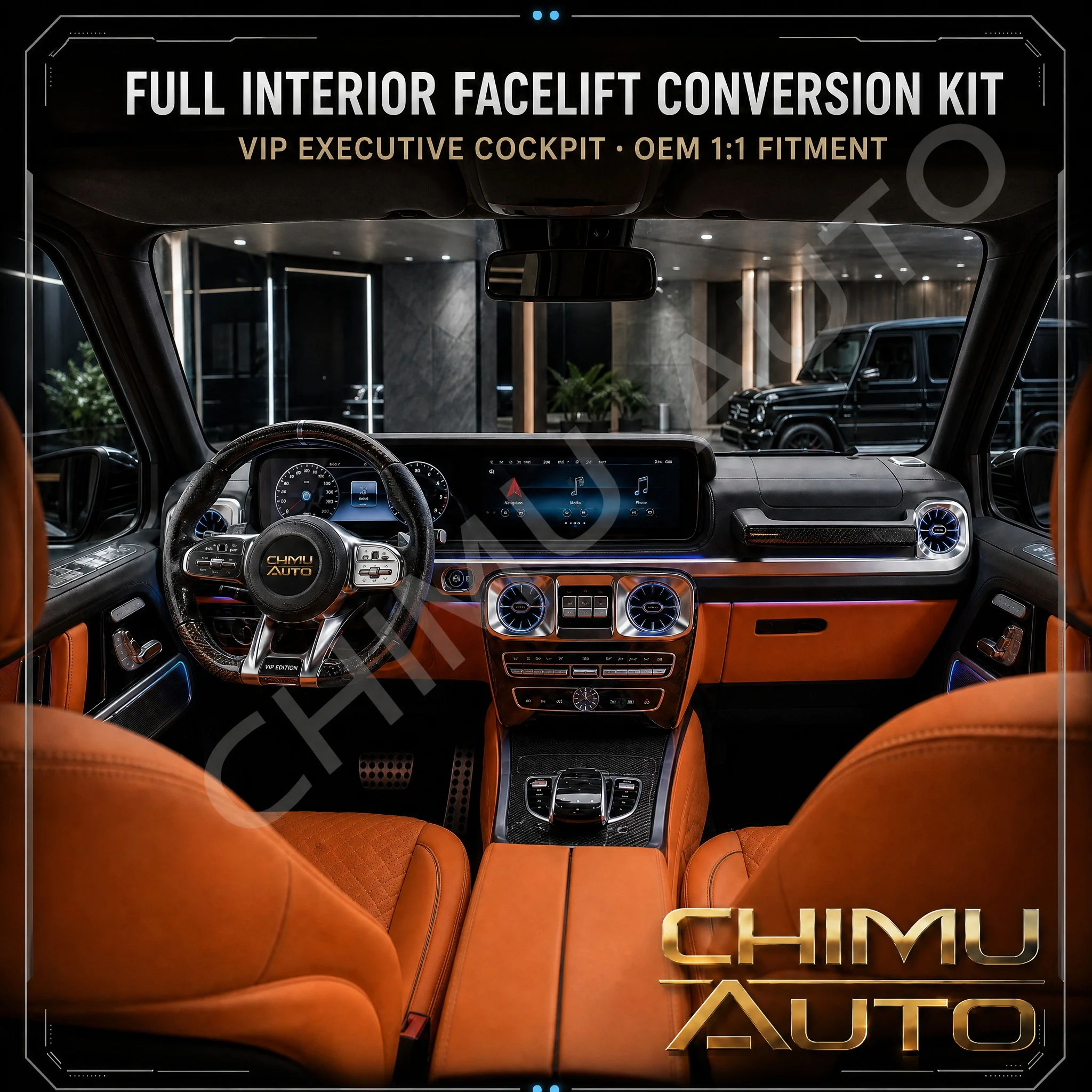 【CHIMU AUTO】For Mercedes Benz G Class W463 to W464 Interior Upgrade Kit G350 G500 G63 Dashboard Dual Screen Seats 2002-2018