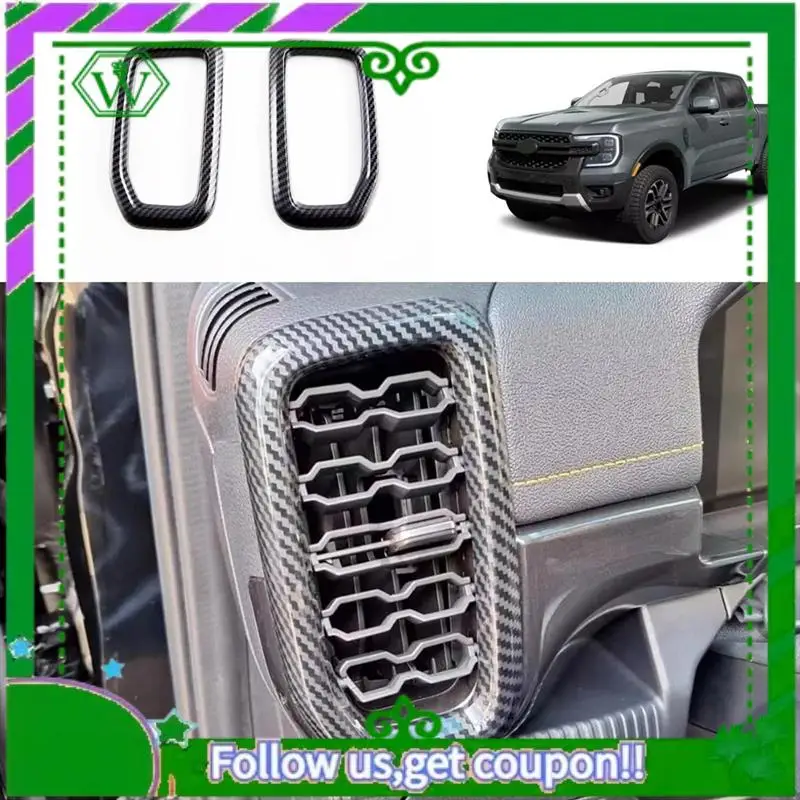 

AC34-For Ford Ranger 2023 2024 Car Center Console Side Air Vent Outlet Cover Trim Replacement Accessories ABS Carbon Fiber