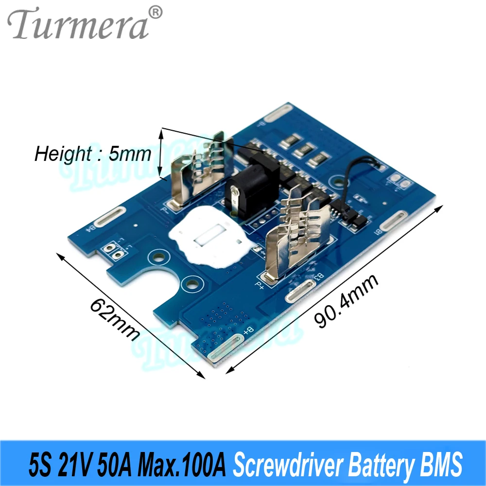 Turmera 18V 21V 5S 50A 40A Max.100A 18650 Bateria BMS z płytką zabezpieczającą NTC Zastosowanie w śrubokrętarce Makiita Wymień baterię wiertarską