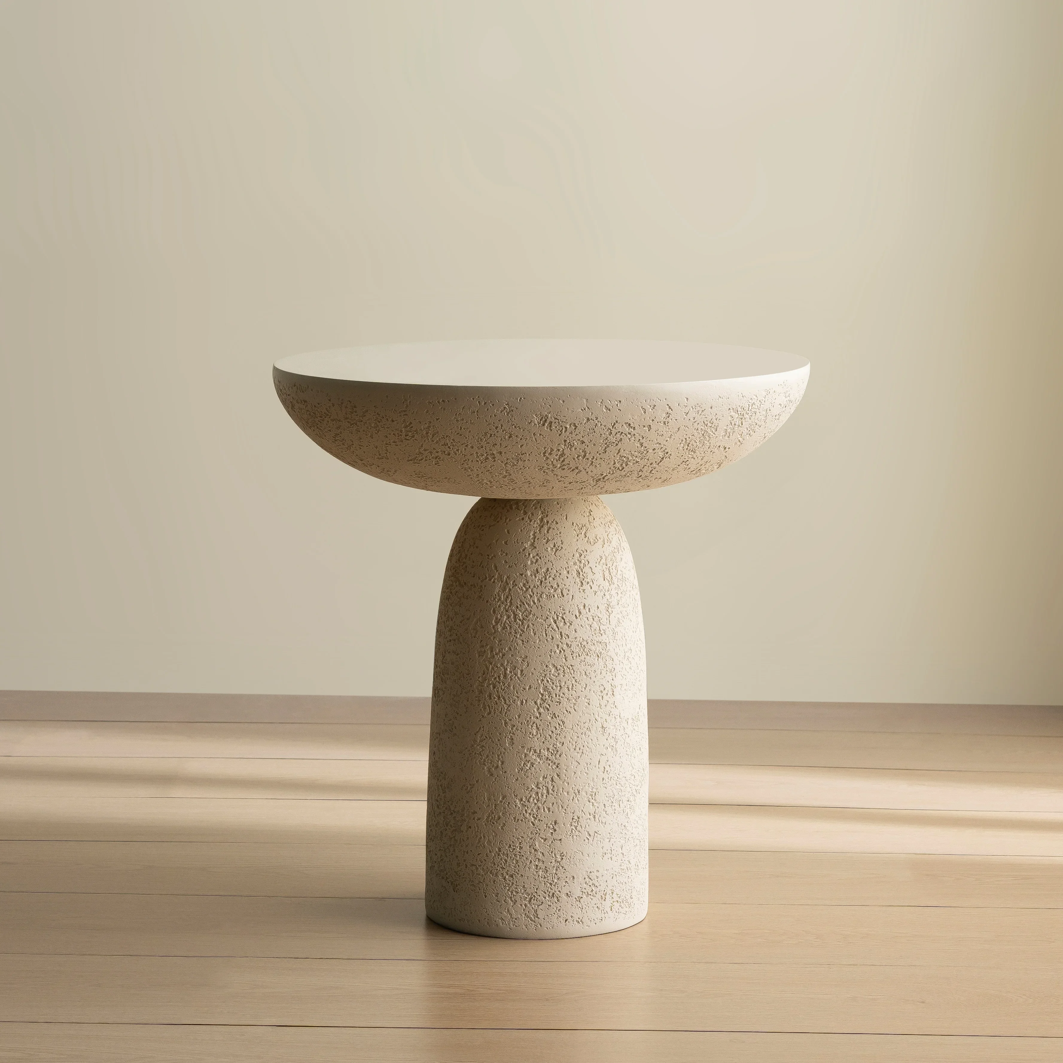 SHYFOY 18'' Tall Pedestal Side Table, Modern Round End Table, Stone-Inspired Accent Tables with Hourglass Design