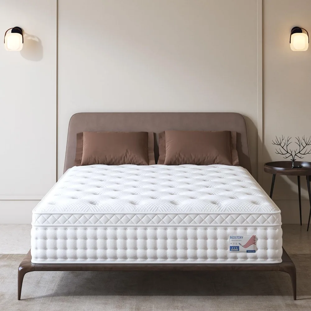 Queen Size Mattress, 14 Inch Plush Comfort Memory Foam Hybrid Mattress Queen Size, Fiberglass Free Pocket Spring Bed Mattress