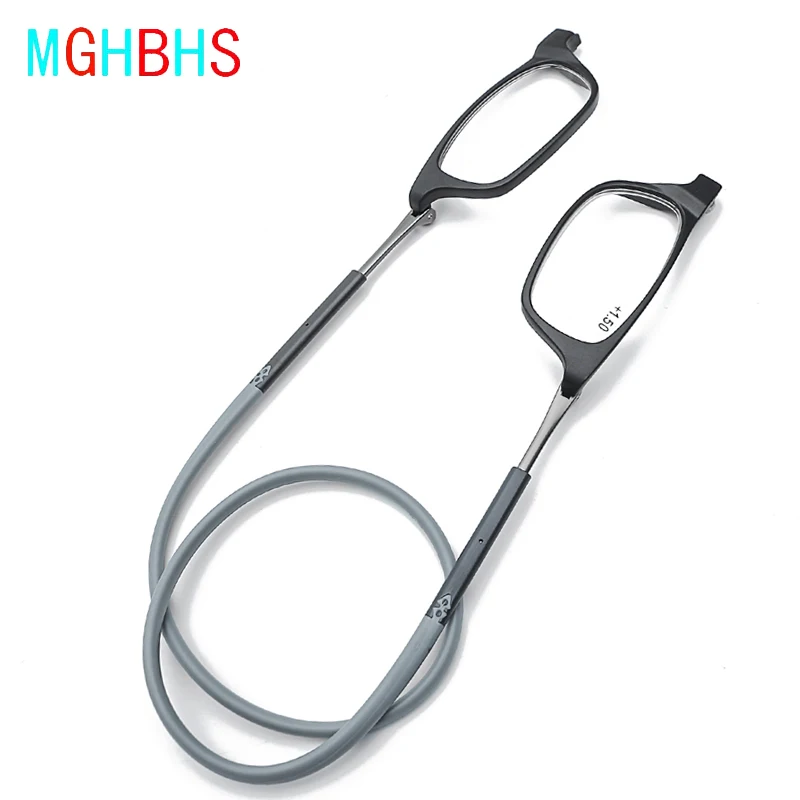 MGHBHS high-grade TR magnetic absorption hanging neck reading glasses for men and women portable magnet reading glasses