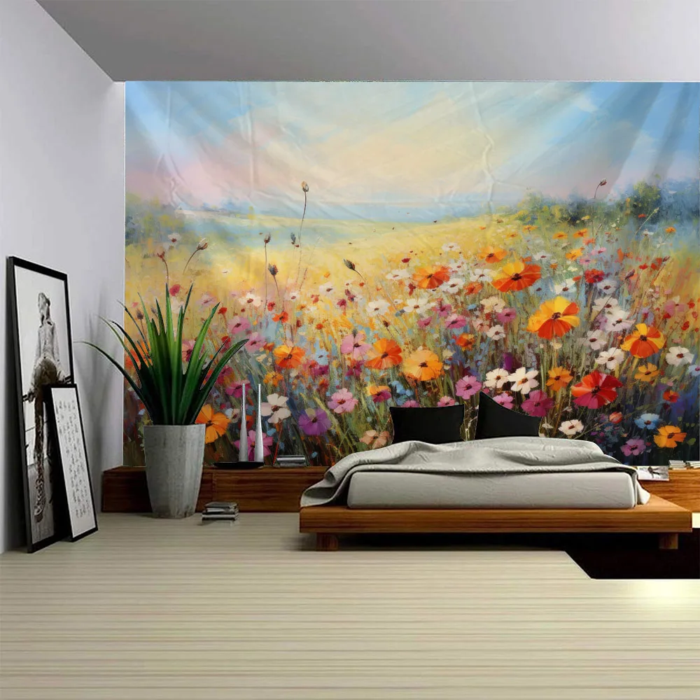 

Home decoration tapestry, European landscape oil painting wall hanging, Bohemian style background cloth, home wall decoration