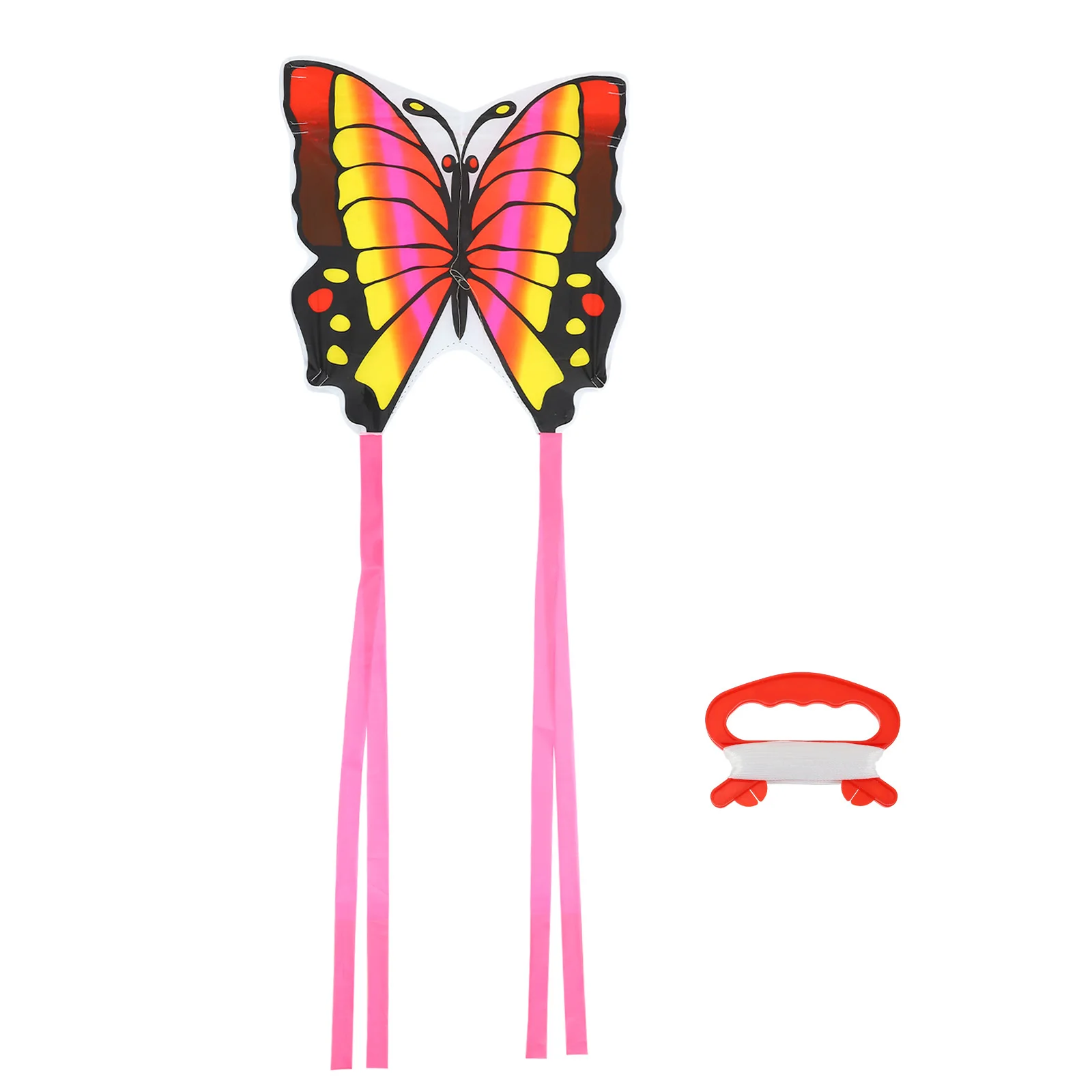 مجموعة واحدة من طائرة ورقية على شكل فراشة خفيفة الوزن للأطفال، لعبة خارجية لامعة للشاطئ بطول 30 متر، سلك أحمر للأطفال