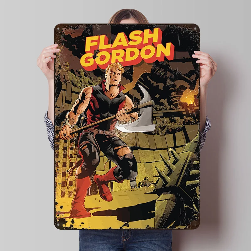 Flash Gordon Comic Book Cover Art Tinplate Poster Customized Wall Art Retro Vintage Metal Signs for Fans Home Decor Living Room