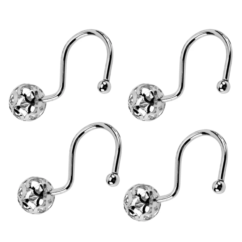 Luxurious Shower Curtain Rings Elegant Hollow Sphere Decorated Shower Curtain Hook Sturdy Metal Curtain Hangers