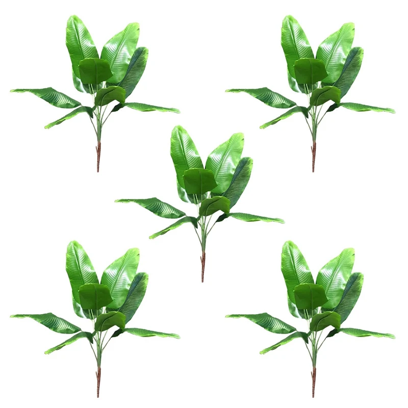 

5X Artificial Plants Tropical Leaves Banana Tree Faux Palm Leaf Of Plant Fake Leaves Indoor Outside Garden Wedding Decor
