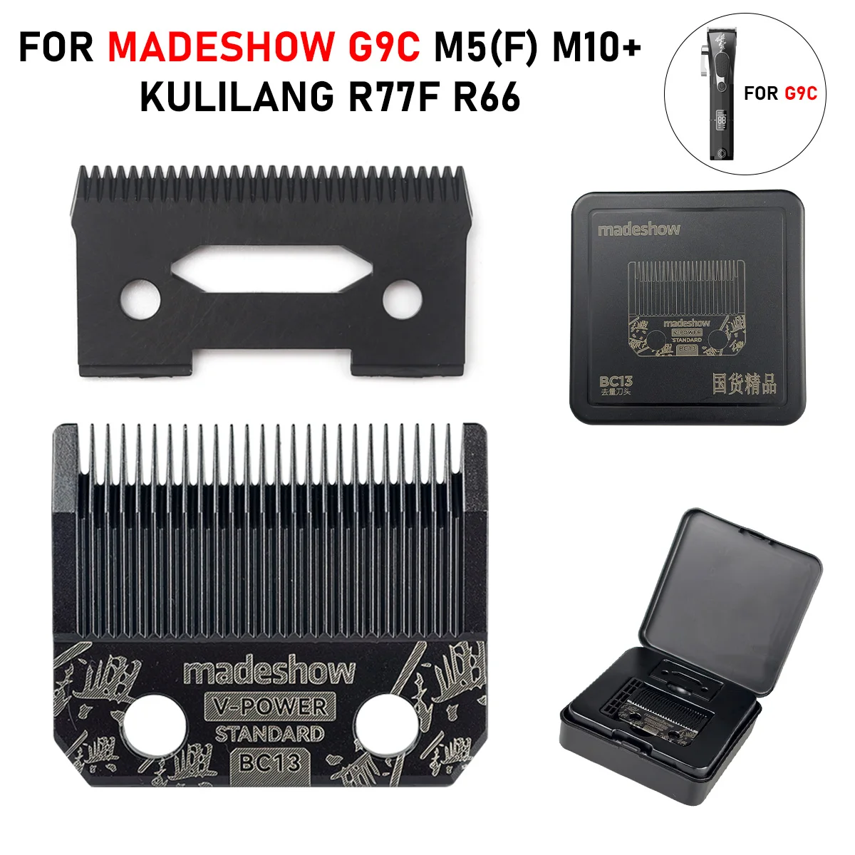 Madeshow Kulilang G9C M5(F) M10+ R66 R77F Standardklingen Haarschneidemaschine V-POWER Klingentrimmer Ersatz Original Schneidkopf