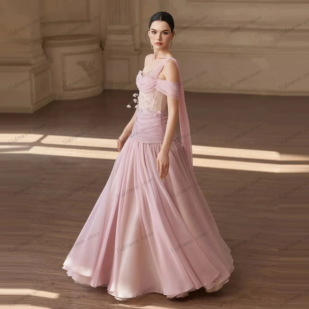 

Elegant Evening Dress Glamorous Prom Dresses A Line Chiffon Tiered Robes For Formal Party Appliques Vestidos De Gala Customized