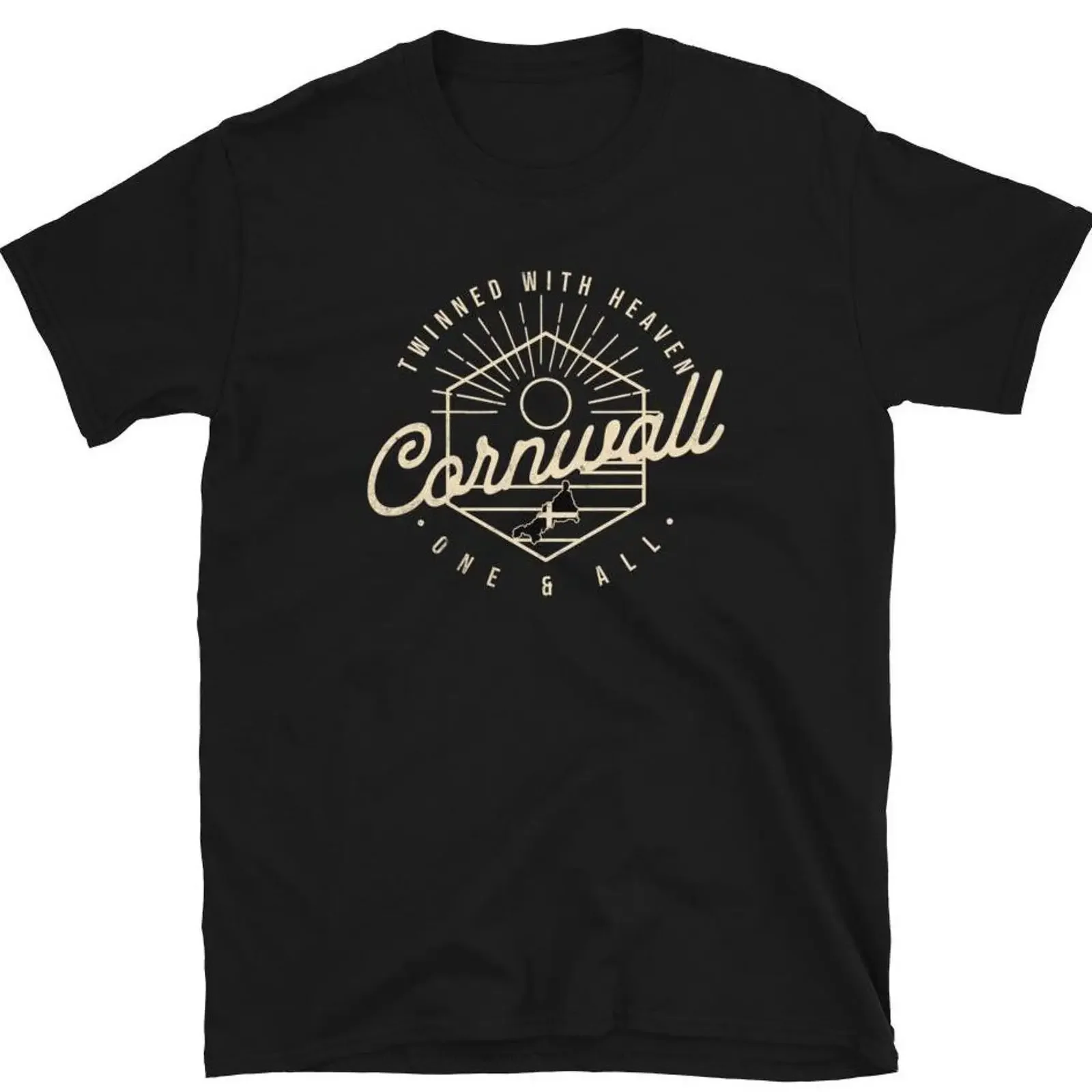 Cornwall T Shirt Retro 50s 60s Cornish Sunrise Souvenir vintage Washed Top For Everyday Wear Soft homme Stylish