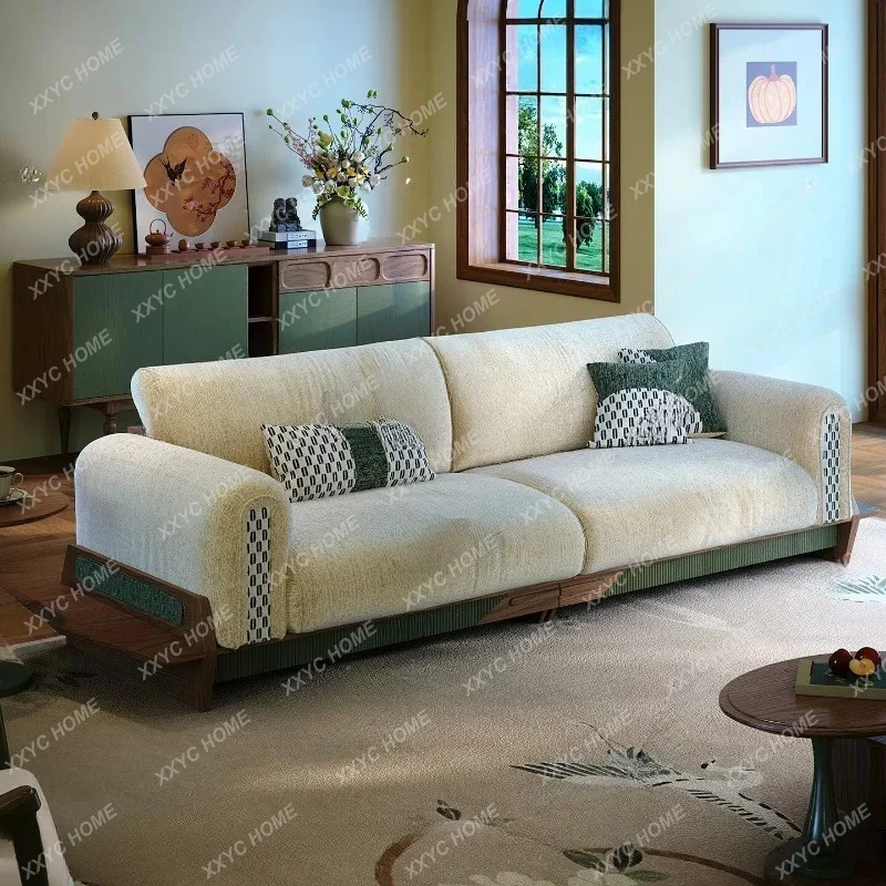 XXChenier fabric living room modern simple removable and washable medium and ancient style straight row sof