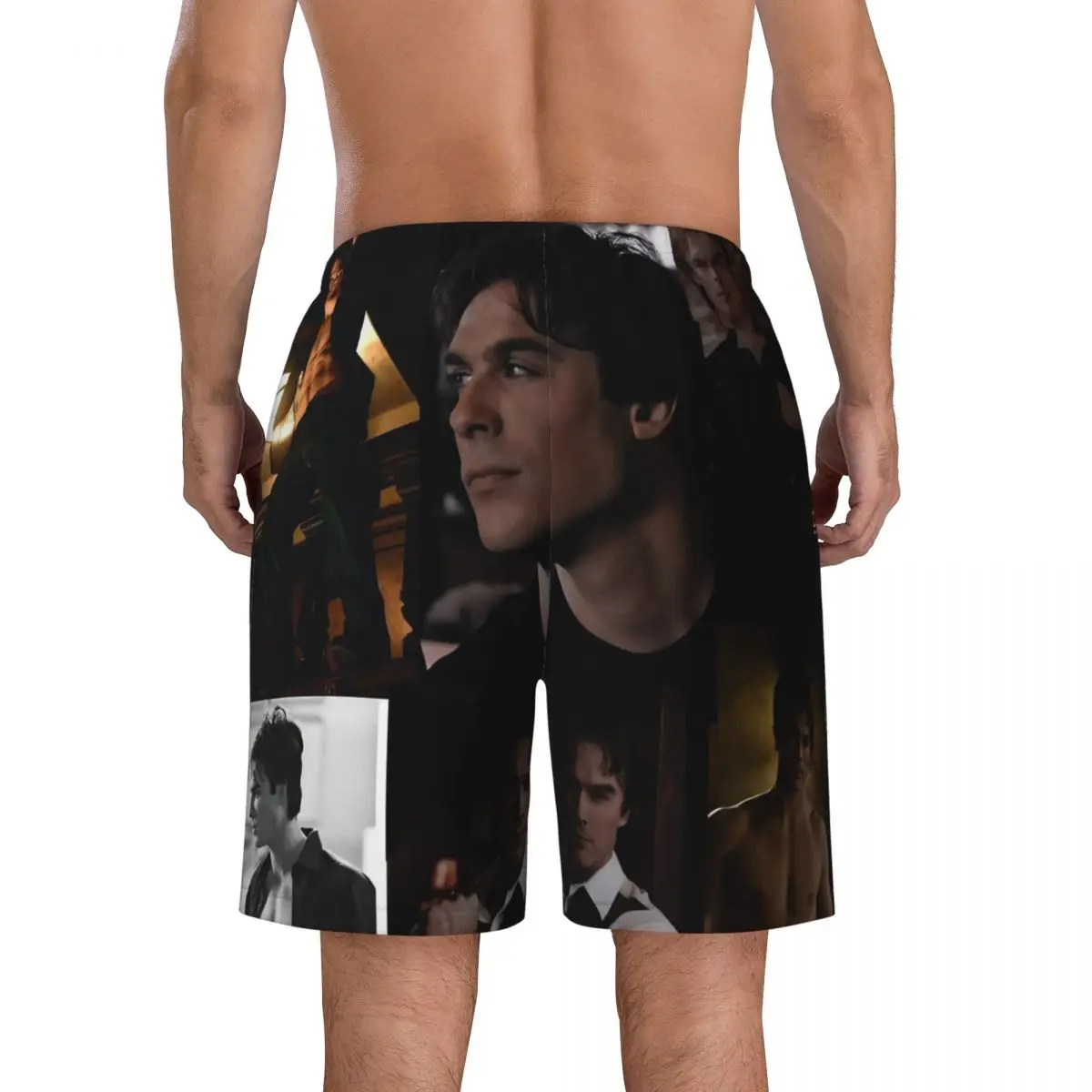 Board Shorts Males The Vampire Diaries Damon Salvatore TV Series Sports Fitness Board Short Pants Casual Swimming Trunks