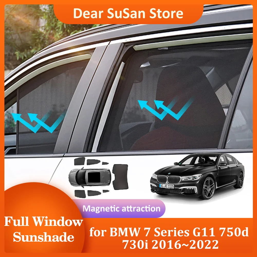 Car Magnetic Sunshade for BMW 7 Series G11 750d 730i 2016~2022 Roof Windshield Curtain Window Sun Visor Sunroof Cover Accessorie