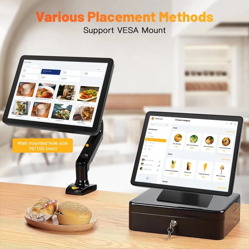 15.6 "VGA DVI USB LED شاشة تعمل باللمس بالسعة الجديدة الصناعية IPS لوحة ال سي دي عرض POS 4/8/16GB RAM #4