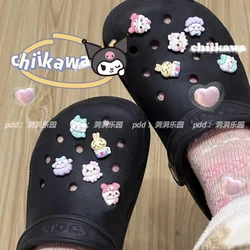 10 pz Kawali Chiikawas Cartoon Shoe-Buckle Crocs decorazione fai da te staccabile accessori creativi Ins giocattoli regalo Anime per ragazze