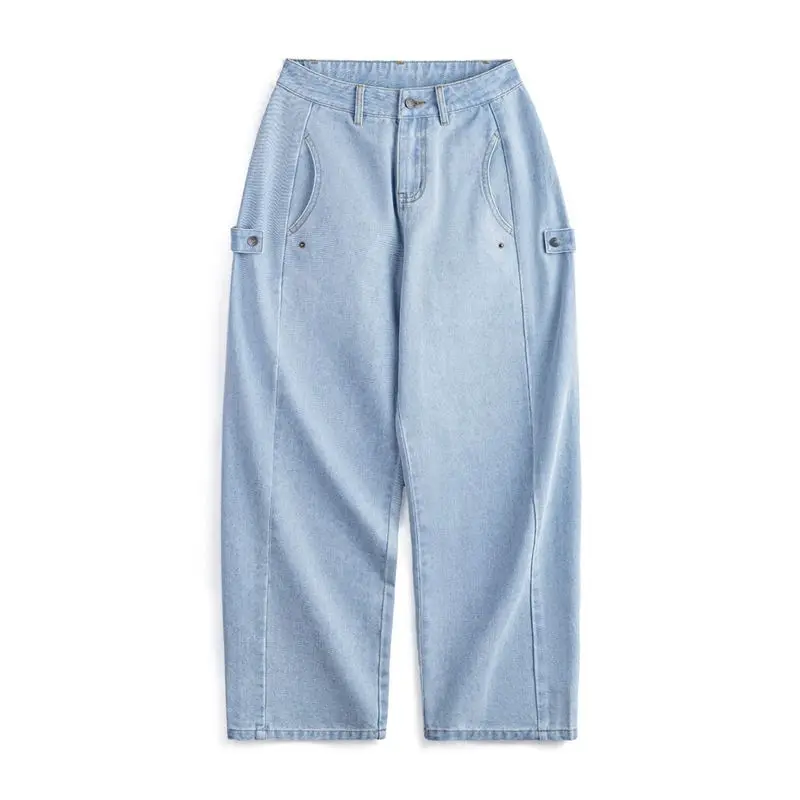 Maden Jeans lavati decostruiti vintage da donna Primavera Autunno Pantaloni larghi in denim a gamba dritta Pantaloni streetwear casual pesanti